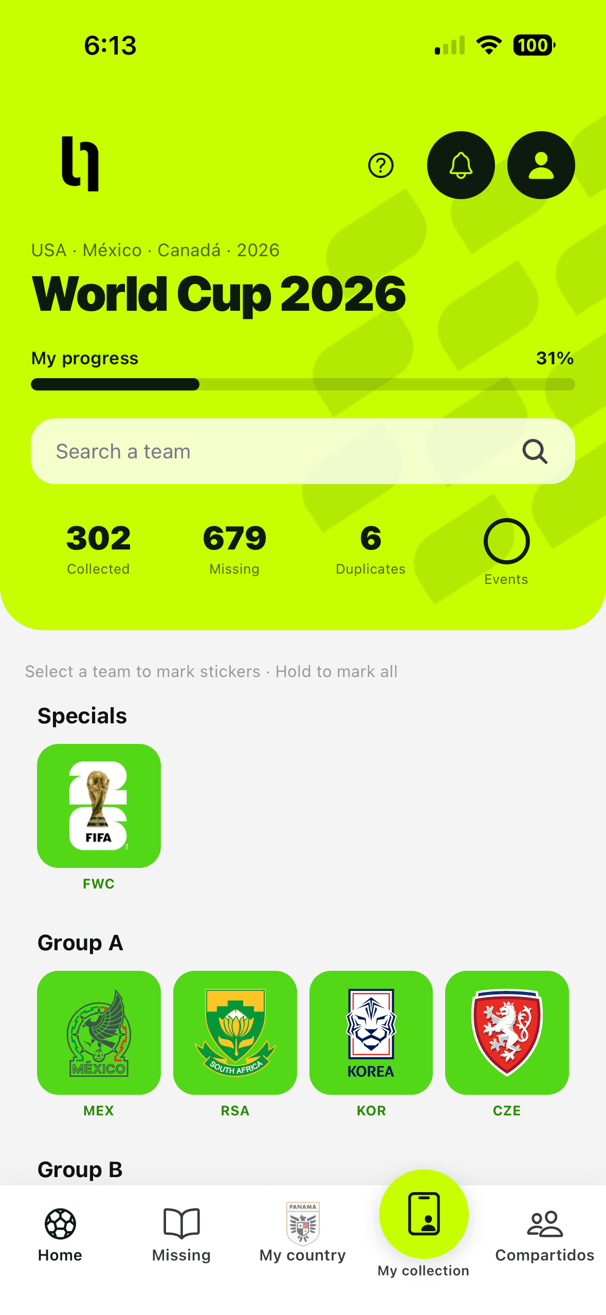 Captura de pantalla de la app Collecta